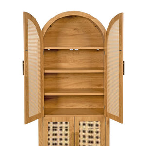 English Elm 71" Tall Rattan Door Farmhouse Cabinet with Adjustable Shelves for Dining Kitchen Oak W2917P493735