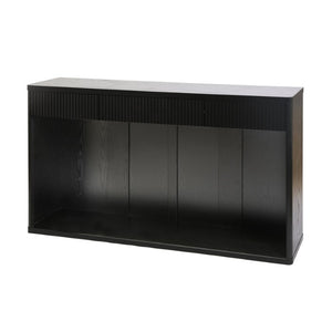 English Elm 63 Inch Fluted Console Table with 3 Drawers Open Shelf for Entryway or Living Room Black W2917P542461
