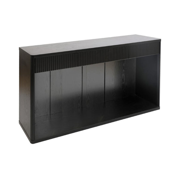 English Elm 63 Inch Fluted Console Table with 3 Drawers Open Shelf for Entryway or Living Room Black W2917P542461
