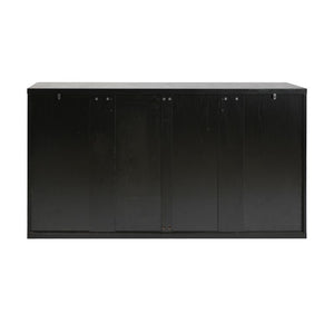 English Elm 63 Inch Fluted Console Table with 3 Drawers Open Shelf for Entryway or Living Room Black W2917P542461