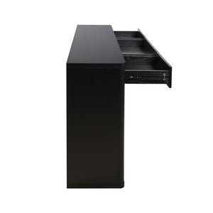 English Elm 63 Inch Fluted Console Table with 3 Drawers Open Shelf for Entryway or Living Room Black W2917P542461