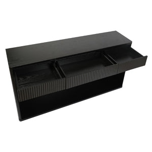 English Elm 63 Inch Fluted Console Table with 3 Drawers Open Shelf for Entryway or Living Room Black W2917P542461