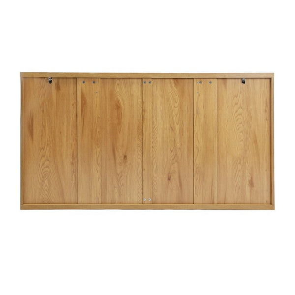 English Elm 63 Inch Fluted Console Table with 3 Drawers Open Shelf for Entryway or Living Room Natural W2917P542470