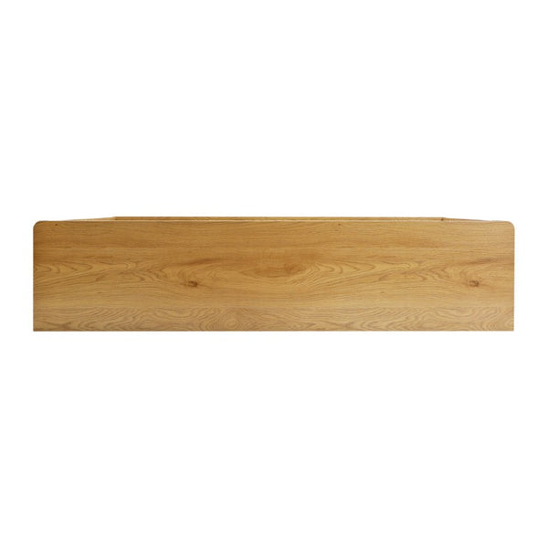 English Elm 63 Inch Fluted Console Table with 3 Drawers Open Shelf for Entryway or Living Room Natural W2917P542470