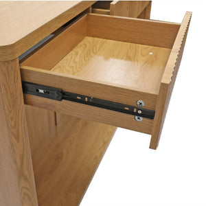 English Elm 63 Inch Fluted Console Table with 3 Drawers Open Shelf for Entryway or Living Room Natural W2917P542470