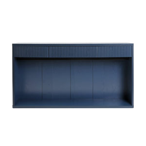English Elm 63 Inch Fluted Console Table with 3 Drawers Open Shelf for Entryway or Living Room Navy Blue W2917P542483