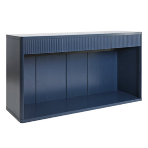 English Elm 63 Inch Fluted Console Table with 3 Drawers Open Shelf for Entryway or Living Room Navy Blue W2917P542483