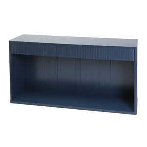 English Elm 63 Inch Fluted Console Table with 3 Drawers Open Shelf for Entryway or Living Room Navy Blue W2917P542483