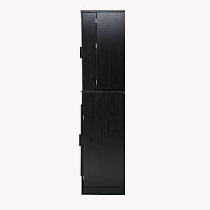 English Elm 72 Inch Fluted Matte Black Pantry Cabinet with Slide Out Drawers and Vertical Storage W2917S00018