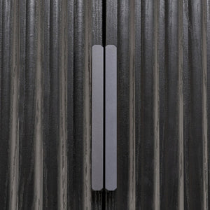 English Elm 72 Inch Fluted Matte Black Pantry Cabinet with Slide Out Drawers and Vertical Storage W2917S00018