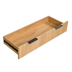 English Elm 72 Inch Fluted Pantry Cabinet Oak Finish with Drawers and Door Shelves Freestanding W2917S00019