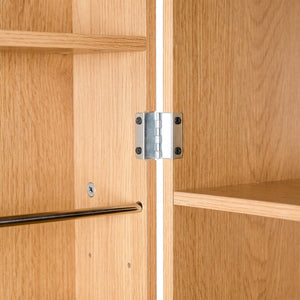English Elm 72 Inch Fluted Pantry Cabinet Oak Finish with Drawers and Door Shelves Freestanding W2917S00019