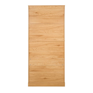 English Elm 72 Inch Fluted Pantry Cabinet Oak Finish with Drawers and Door Shelves Freestanding W2917S00019