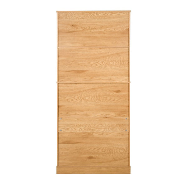 English Elm 72 Inch Fluted Pantry Cabinet Oak Finish with Drawers and Door Shelves Freestanding W2917S00019