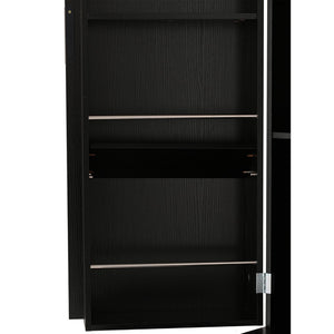 English Elm 72 Inch Fluted Tall Pantry Cabinet with Deep Drawers and Door Spice Rack Shelving Black W2917S00020
