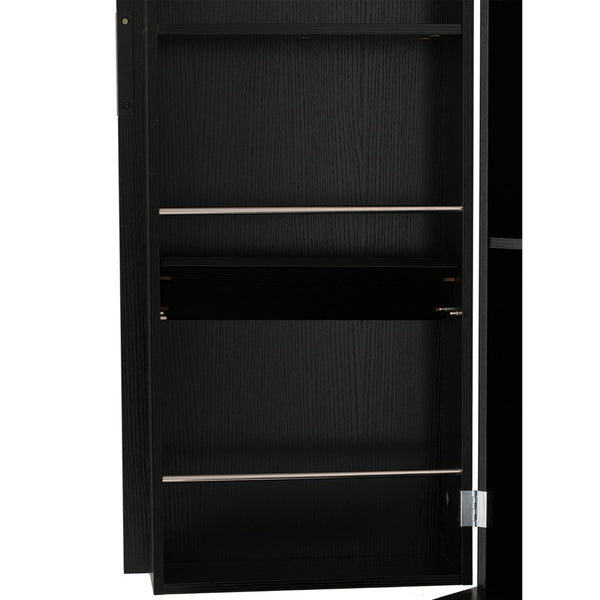 English Elm 72 Inch Fluted Tall Pantry Cabinet with Deep Drawers and Door Spice Rack Shelving Black W2917S00020