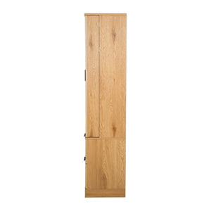 English Elm 72 Inch Fluted Tall Pantry Cabinet with Deep Drawers and Door Spice Rack Shelving Oak W2917S00021