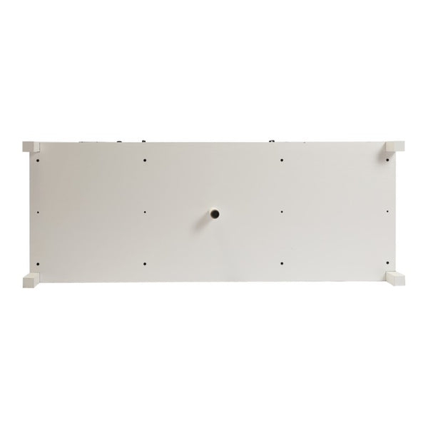 English Elm Farmhouse Barn Door Buffet Cabinet with Mini Fridge Space and Built-In Charging White W2917S00022