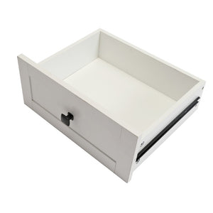 English Elm Farmhouse Barn Door Buffet Cabinet with Mini Fridge Space and Built-In Charging White W2917S00022