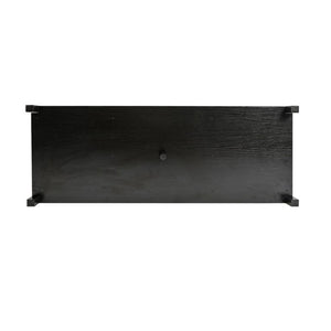 English Elm Farmhouse Barn Door Buffet Cabinet with Mini Fridge Space and Built-In Charging Black W2917S00023
