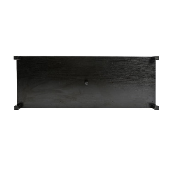 English Elm Farmhouse Barn Door Buffet Cabinet with Mini Fridge Space and Built-In Charging Black W2917S00023