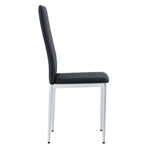 English Elm Modern Diamond Quilted PU Leather Dining Chair Set with Silver Metal Legs for Four Black+Silver W2920P264322