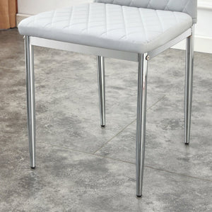 English Elm Modern Diamond Quilted PU Leather Dining Chair Set with Silver Metal Legs for Four Light Gray+Silver W2920P264323