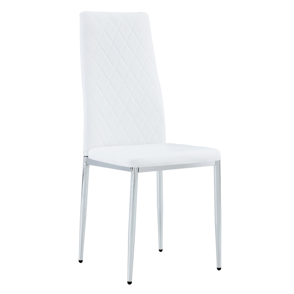 English Elm Modern Diamond Quilted PU Leather Dining Chairs Set of 4 with Chrome Legs Kitchen W2920P269762