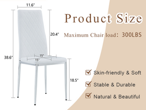 English Elm Modern Diamond Quilted PU Leather Dining Chairs Set of 4 with Chrome Legs Kitchen W2920P269762