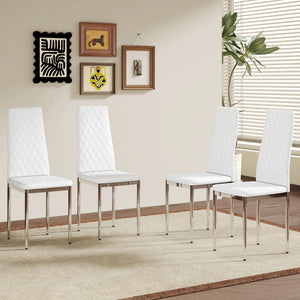 English Elm Modern Diamond Quilted PU Leather Dining Chairs Set of 4 with Chrome Legs Kitchen W2920P269762