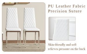 English Elm Modern Diamond Quilted PU Leather Dining Chairs Set of 4 with Chrome Legs Kitchen W2920P269762