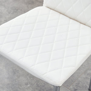English Elm Modern Diamond Quilted PU Leather Dining Chairs Set of 4 with Chrome Legs Kitchen W2920P269762