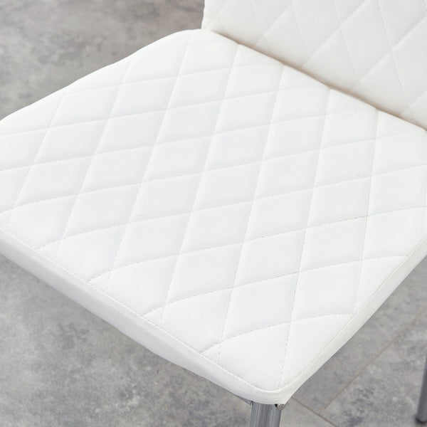 English Elm Modern Diamond Quilted PU Leather Dining Chairs Set of 4 with Chrome Legs Kitchen W2920P269762