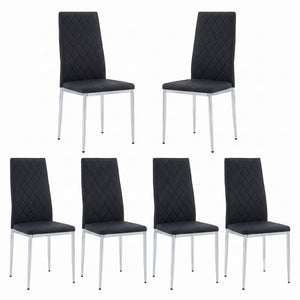 English Elm White/black/light Grey Pu Leather Set of 6 Tufted High Back Chairs with Chrome Legs W2920P284970