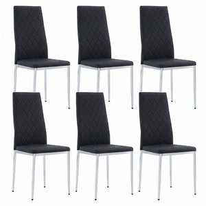 English Elm White/black/light Grey Pu Leather Set of 6 Tufted High Back Chairs with Chrome Legs W2920P284970