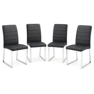 English Elm 4-Pack PU Leather Dining Chairs Iron Frame Thick Cushioned Seating for Home Office W2920P294512