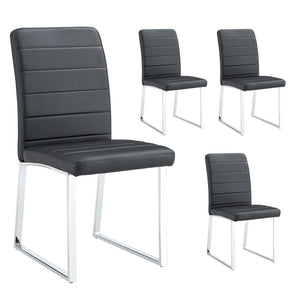 English Elm 4-Pack PU Leather Dining Chairs Iron Frame Thick Cushioned Seating for Home Office W2920P294512