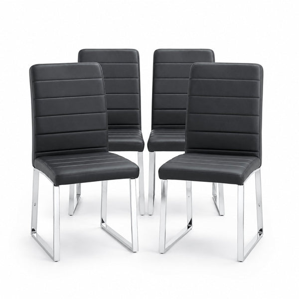 English Elm 4-Pack PU Leather Dining Chairs Iron Frame Thick Cushioned Seating for Home Office W2920P294512