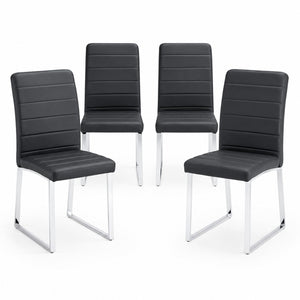 English Elm 4-Pack PU Leather Dining Chairs Iron Frame Thick Cushioned Seating for Home Office W2920P294512