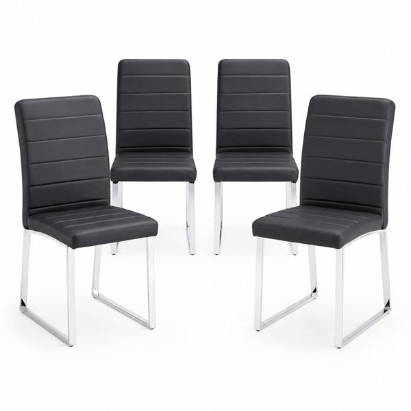 English Elm 4-Pack PU Leather Dining Chairs Iron Frame Thick Cushioned Seating for Home Office W2920P294512