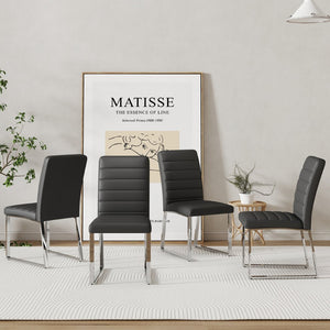 English Elm 4-Pack PU Leather Dining Chairs Iron Frame Thick Cushioned Seating for Home Office W2920P294512