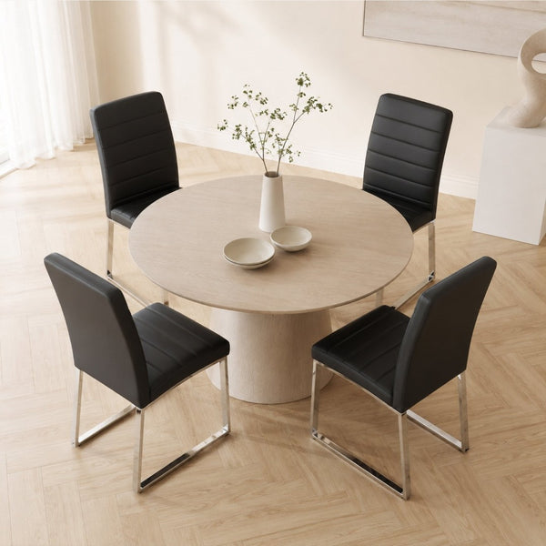 English Elm 4-Pack PU Leather Dining Chairs Iron Frame Thick Cushioned Seating for Home Office W2920P294512