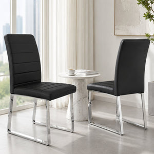 English Elm 2-Pack PU Leather Dining Office Chairs with Dense Foam Cushion and Iron Tube Frame W2920P294513