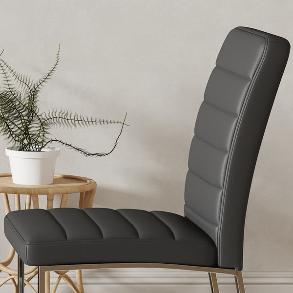 English Elm 2-Pack PU Leather Dining Office Chairs with Dense Foam Cushion and Iron Tube Frame W2920P294513