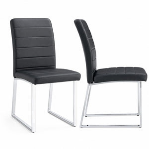 English Elm 2-Pack PU Leather Dining Office Chairs with Dense Foam Cushion and Iron Tube Frame W2920P294513
