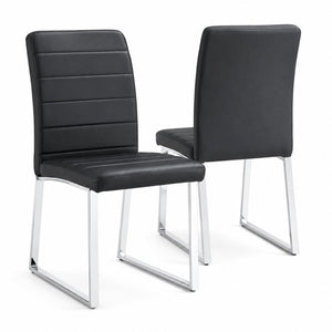 English Elm 2-Pack PU Leather Dining Office Chairs with Dense Foam Cushion and Iron Tube Frame W2920P294513