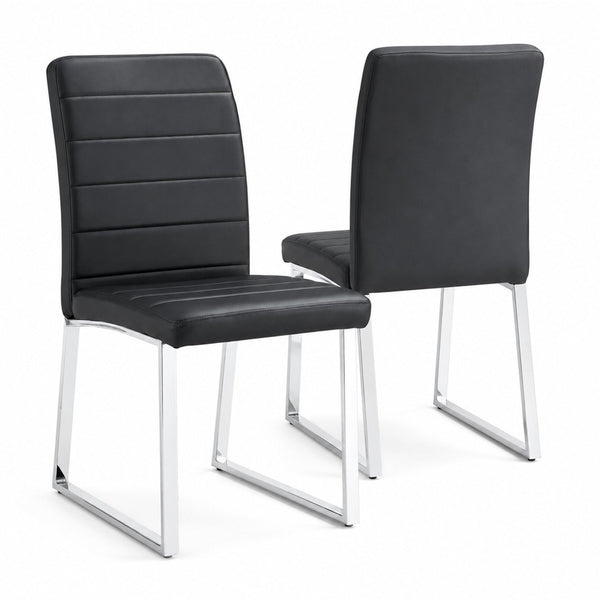English Elm 2-Pack PU Leather Dining Office Chairs with Dense Foam Cushion and Iron Tube Frame W2920P294513