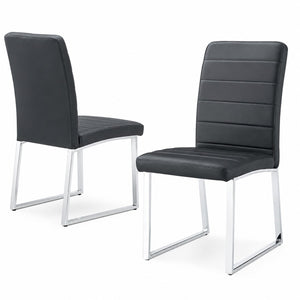 English Elm 2-Pack PU Leather Dining Office Chairs with Dense Foam Cushion and Iron Tube Frame W2920P294513