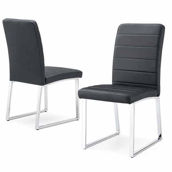 English Elm 2-Pack PU Leather Dining Office Chairs with Dense Foam Cushion and Iron Tube Frame W2920P294513