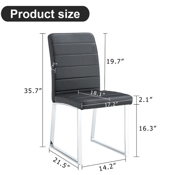 English Elm 2-Pack PU Leather Dining Office Chairs with Dense Foam Cushion and Iron Tube Frame W2920P294513